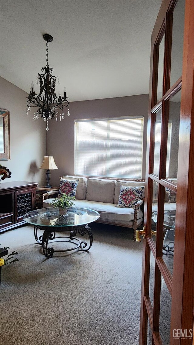 3808 Mariana Way, Bakersfield, CA 93311 - carpeted living area featuring a chandelier