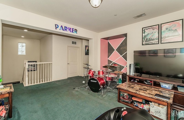 game room featuring carpet and visible vents