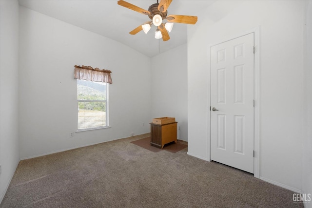 11543 Jay Dr, Caliente, CA 93518 - unfurnished bedroom with lofted ceiling, ceiling fan, carpet flooring, and baseboards