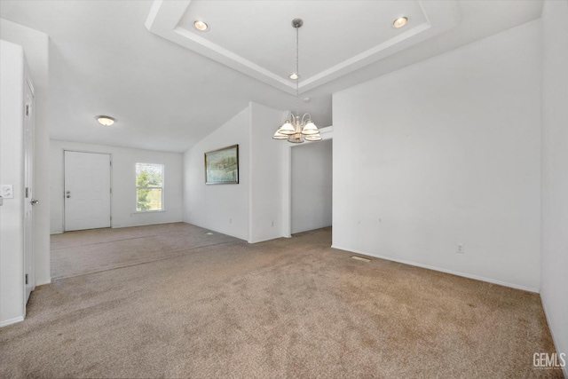 11543 Jay Dr, Caliente, CA 93518 - carpeted empty room featuring recessed lighting and a notable chandelier