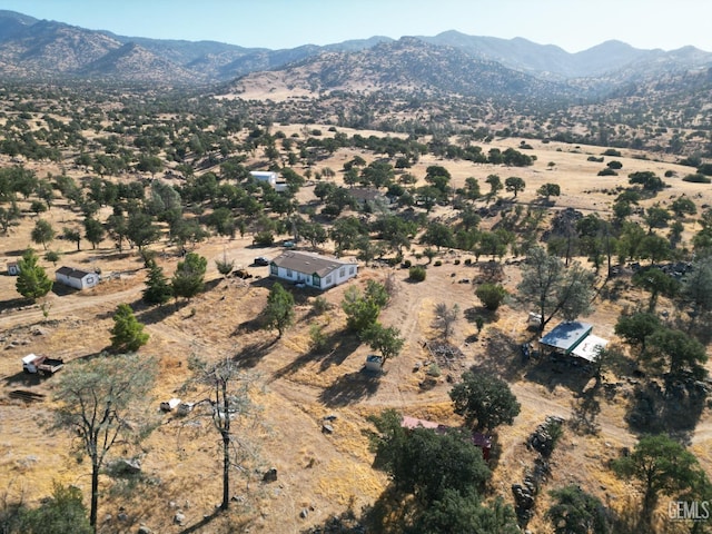 birds eye view of property with a mountain view