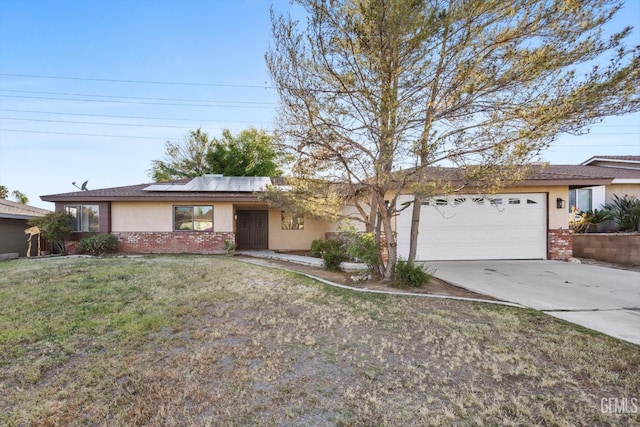 2904 Brock Way, Bakersfield, CA 93306 - ranch-style home with concrete driveway, a garage, stucco siding, and brick siding