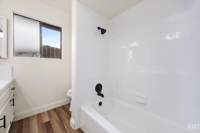 2904 Brock Way, Bakersfield, CA 93306 - full bathroom with wood finished floors,  shower combination, toilet, vanity, and baseboards