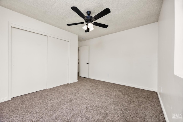 2904 Brock Way, Bakersfield, CA 93306 - unfurnished bedroom featuring a textured ceiling, a closet, baseboards, and carpet floors