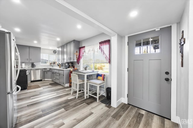 entrance foyer featuring light hardwood / wood-style flooring