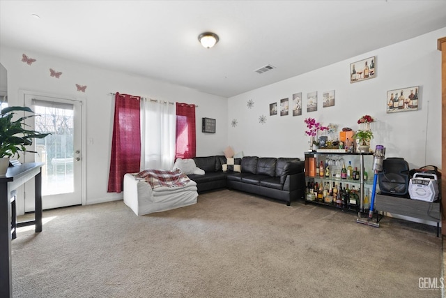 living room with carpet