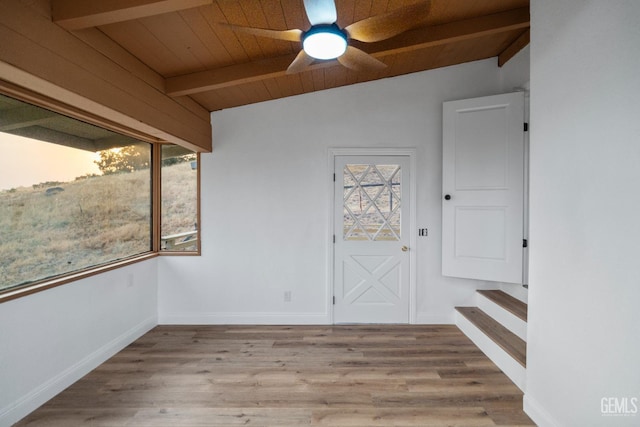 24501 Pueblo Ct, Tehachapi, CA 93561 - spare room featuring ceiling fan, wood ceiling, and wood finished floors