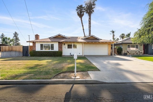 6101 Crestmore St, Bakersfield, CA 93308 - ranch-style home featuring a chimney, driveway, and an attached garage