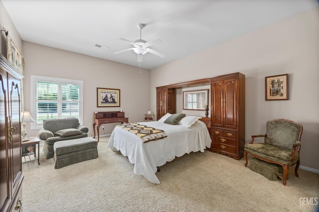 9005 Via Lugano, Bakersfield, CA 93312 - bedroom featuring light carpet and ceiling fan