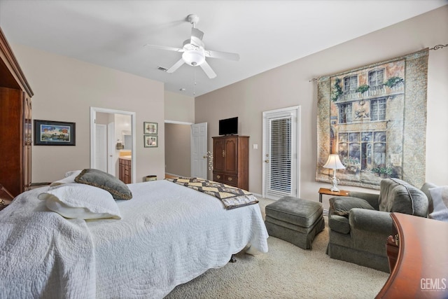 9005 Via Lugano, Bakersfield, CA 93312 - carpeted bedroom with ceiling fan and connected bathroom