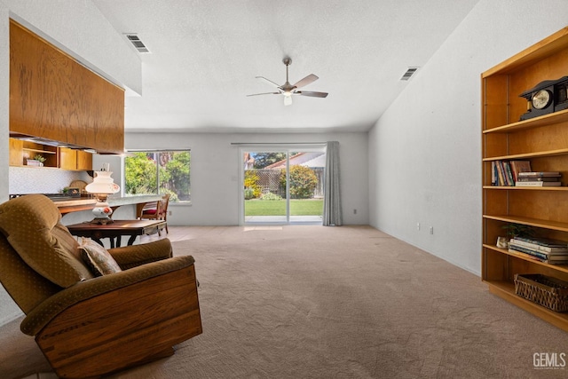 10400 Walnut Creek Ct, Bakersfield, CA 93311 - carpeted living room with a ceiling fan