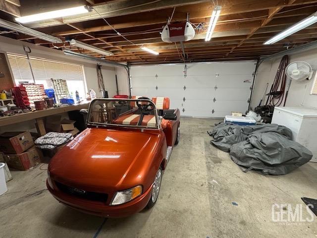 garage with a garage door opener