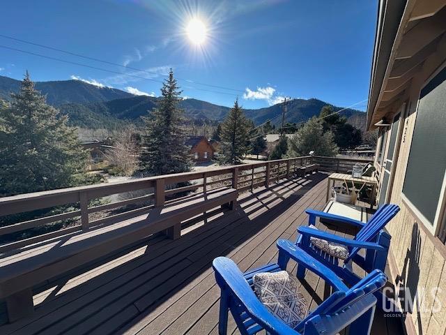 deck featuring a mountain view