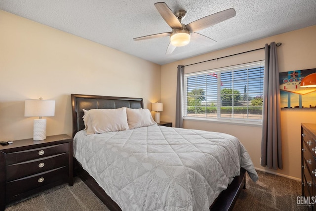 2924 Elm St, Bakersfield, CA 93301 - bedroom featuring carpet, a textured ceiling, and a ceiling fan