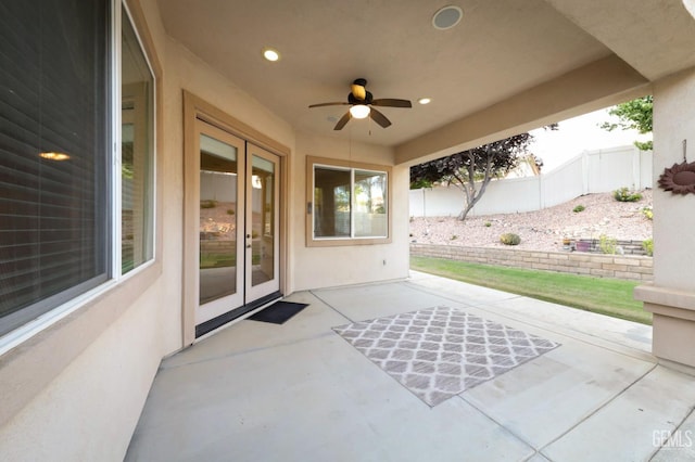 view of patio / terrace with ceiling fan