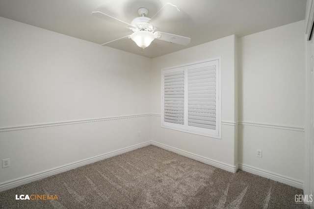 empty room with carpet flooring and ceiling fan