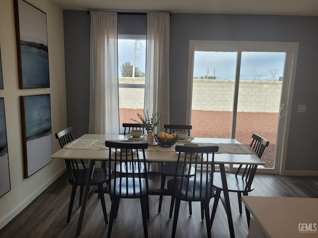 dining area featuring dark hardwood / wood-style floors