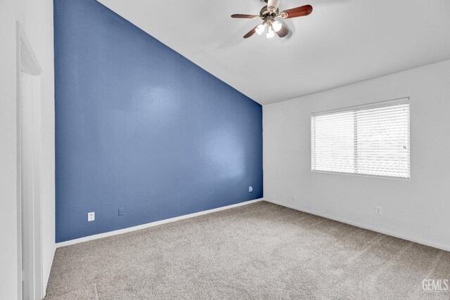 5403 Cascade Ridge St, Bakersfield, CA 93307 - carpeted empty room featuring vaulted ceiling and a ceiling fan