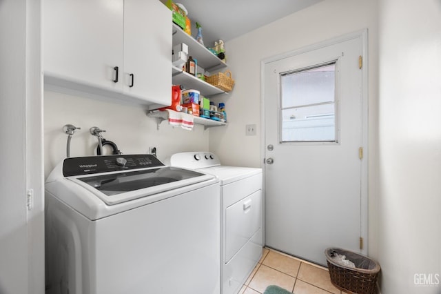 3700 Wenatchee Ave, Bakersfield, CA 93306 - laundry area with cabinet space, light tile patterned floors, and independent washer and dryer