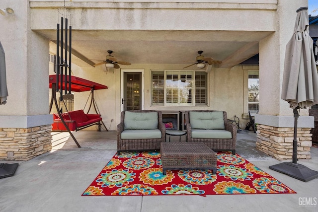 8628 Sandpines Dr, Bakersfield, CA 93312 - view of patio featuring ceiling fan and outdoor lounge area