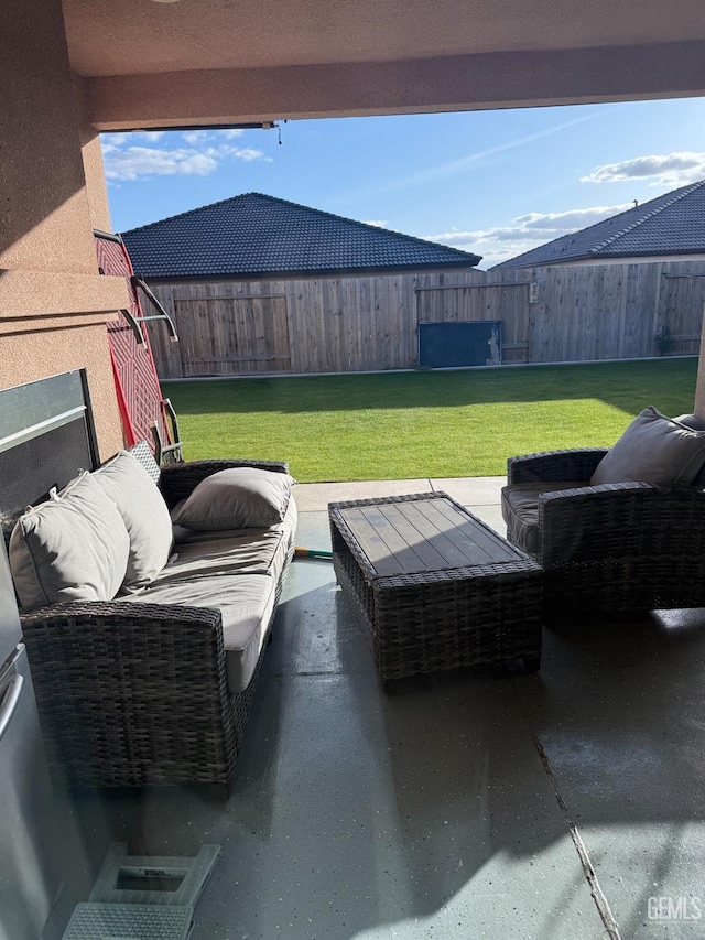 view of patio with an outdoor living space