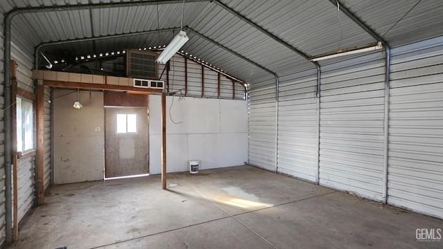 garage with metal wall