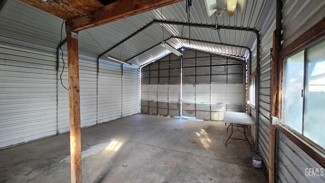 garage featuring metal wall