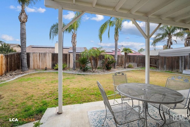 view of patio / terrace featuring a fenced backyard and outdoor dining space