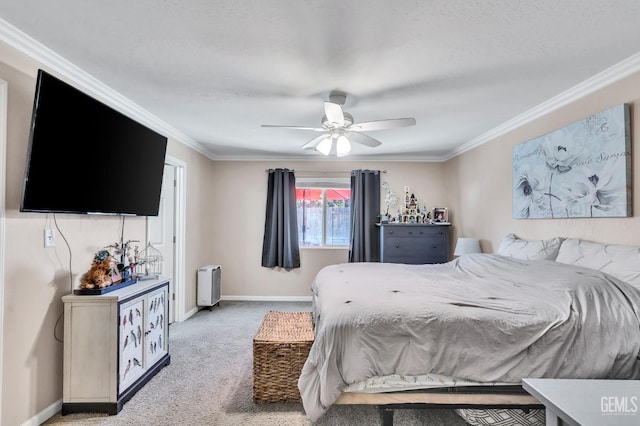 12503 Maclure Dr, Bakersfield, CA 93311 - bedroom with crown molding, light colored carpet, and a ceiling fan