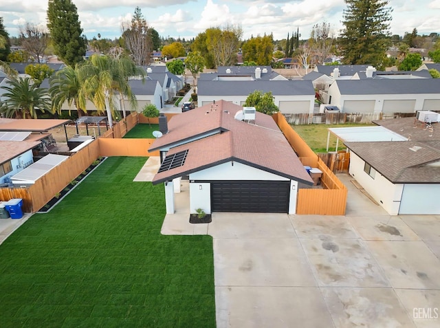 bird's eye view with a residential view