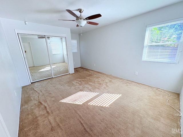 2711 Hubbard St, Bakersfield, CA 93301 - unfurnished bedroom with a closet, carpet floors, and ceiling fan