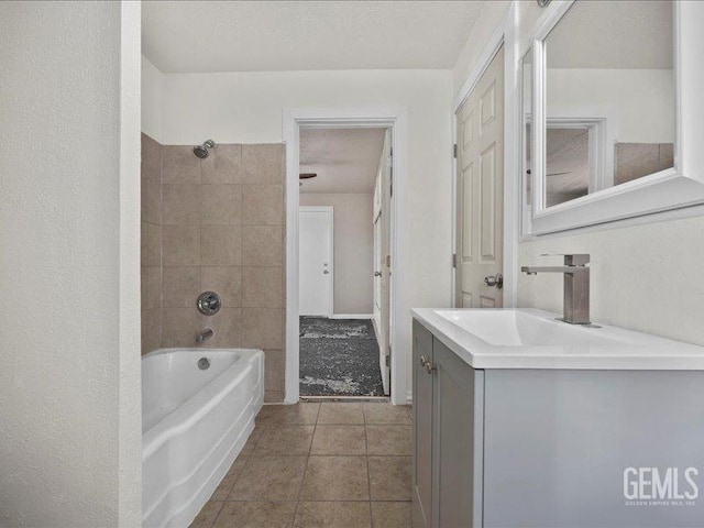801 Fillmore St, Taft, CA 93268 - bathroom featuring vanity, bathing tub / shower combination, and tile patterned flooring