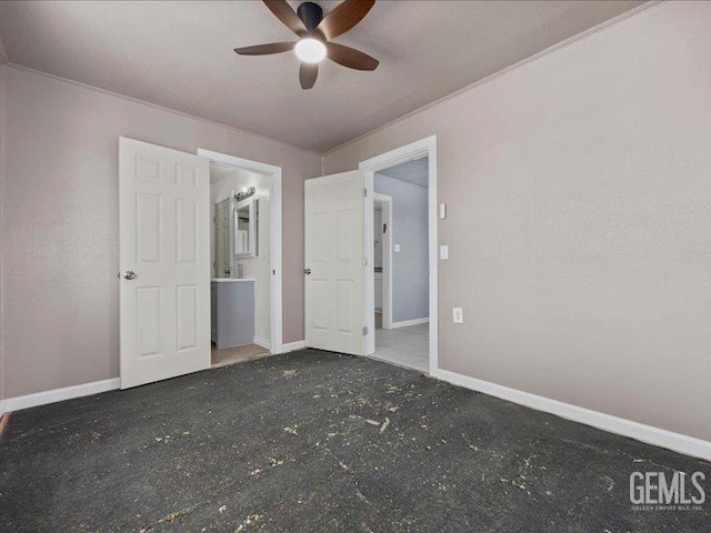 801 Fillmore St, Taft, CA 93268 - unfurnished bedroom featuring carpet flooring, ornamental molding, and ceiling fan