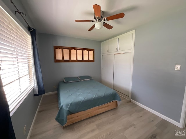 3914 Apache Ave, Bakersfield, CA 93309 - bedroom featuring light wood finished floors, multiple windows, and a closet