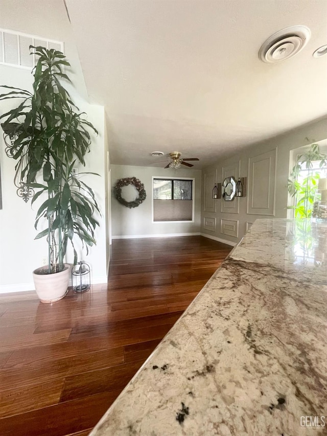 2204 Tilden Way, Bakersfield, CA 93309 - dining space featuring a ceiling fan, dark wood-style floors, and baseboards