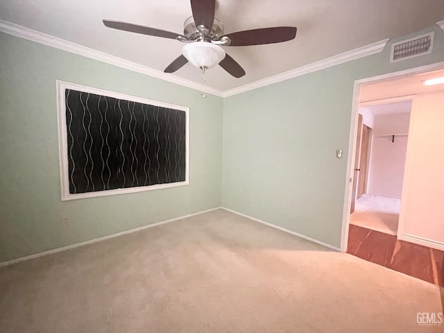 2204 Tilden Way, Bakersfield, CA 93309 - unfurnished bedroom featuring carpet floors, baseboards, crown molding, and ceiling fan
