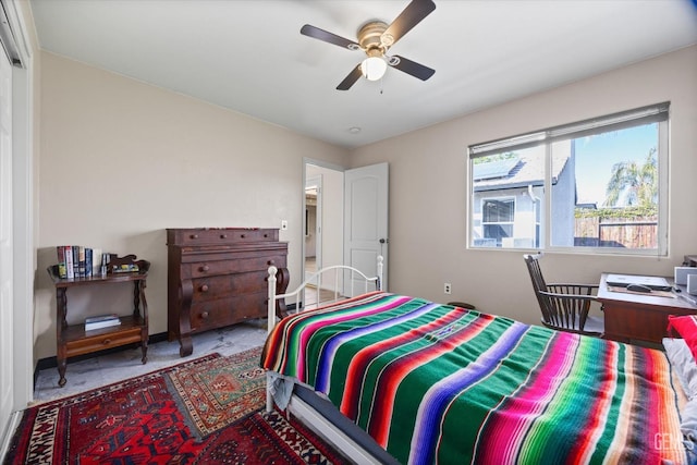 bedroom featuring a ceiling fan