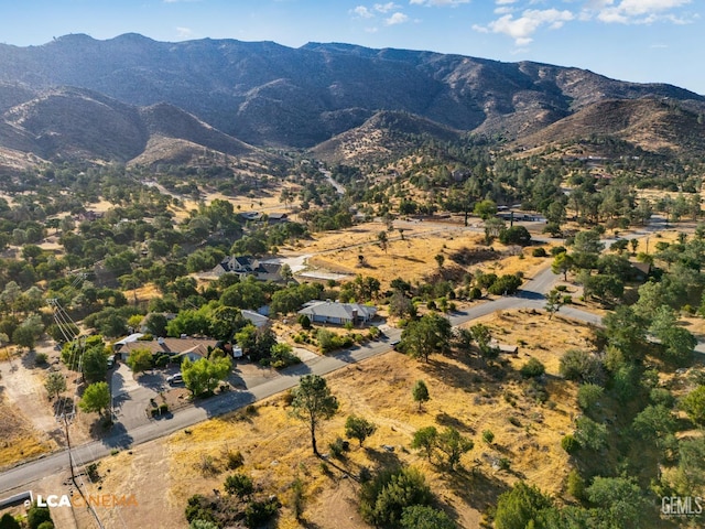 drone / aerial view featuring a mountain view