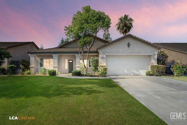 9827 Metherly Hill Rd, Bakersfield, CA 93312 - single story home featuring an attached garage, concrete driveway, a front lawn, and stucco siding