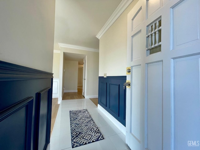 interior space featuring crown molding