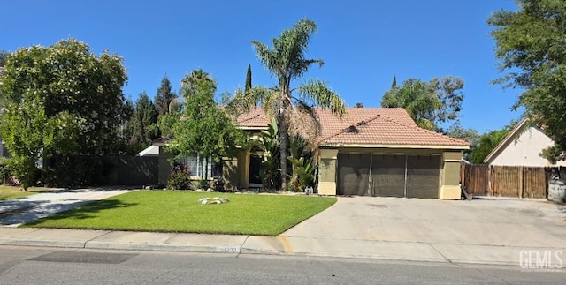 10302 Willow Bend Ct, Bakersfield, CA 93312 - view of front facade featuring a tile roof, stucco siding, a garage, and driveway