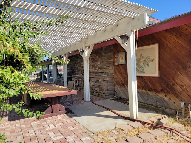 view of patio with a pergola