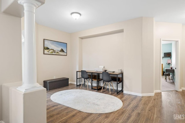 7303 Glenn Miller Ct, Bakersfield, CA 93312 - interior space featuring baseboards, ornate columns, and wood finished floors