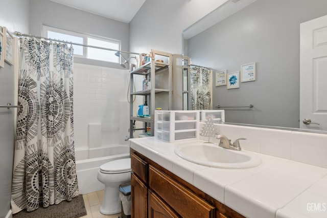 7303 Glenn Miller Ct, Bakersfield, CA 93312 - full bath with toilet, vanity, and shower / bath combination with curtain