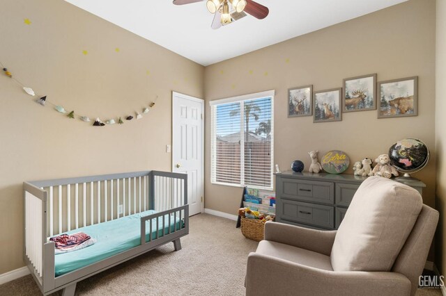 7303 Glenn Miller Ct, Bakersfield, CA 93312 - bedroom featuring baseboards, ceiling fan, and carpet