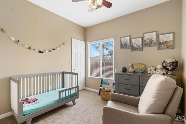 7303 Glenn Miller Ct, Bakersfield, CA 93312 - bedroom featuring carpet floors, baseboards, and a ceiling fan