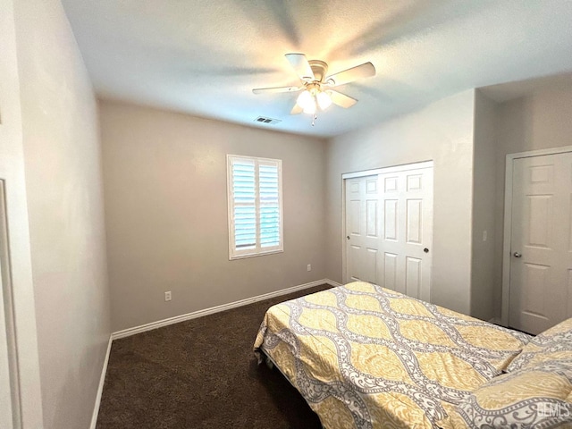 10315 Paradiso Way, Bakersfield, CA 93306 - bedroom with carpet, baseboards, a closet, and a ceiling fan