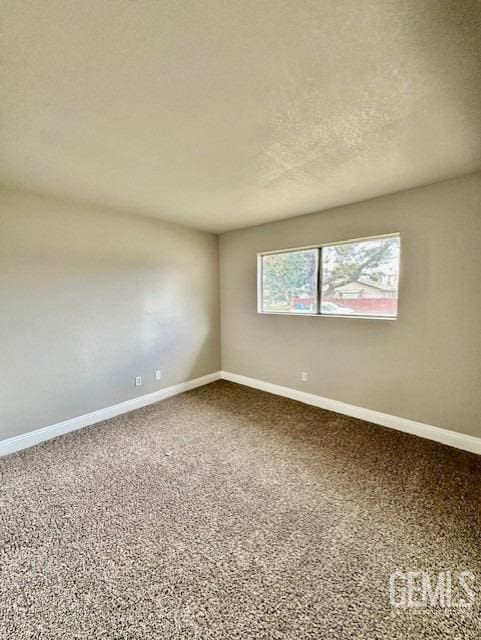 empty room with carpet flooring and a textured ceiling