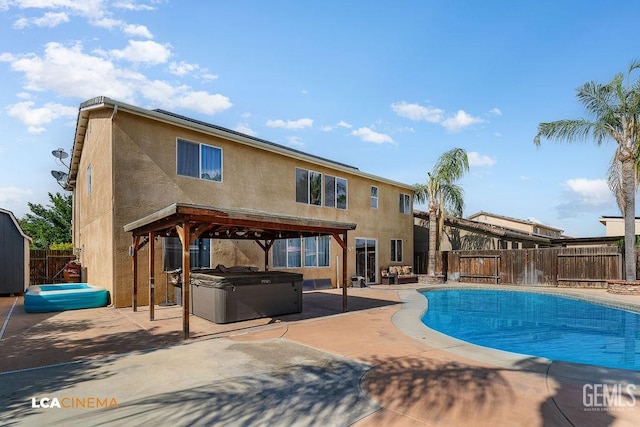 11703 Revolution Rd, Bakersfield, CA 93312 - view of pool featuring a hot tub, a fenced backyard, and a patio area