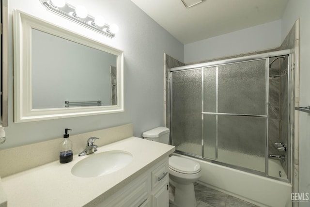 1001 Mohawk St Unit 75, Bakersfield, CA 93309 - full bathroom with shower / bath combination with glass door, toilet, and vanity